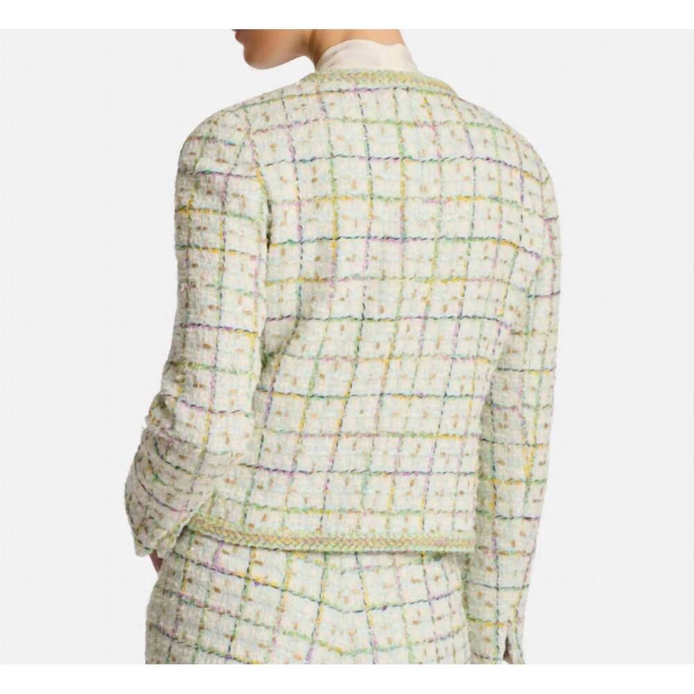 NEW WEILL tweed collarless jacket in tayla vert - Picture 3 of 3